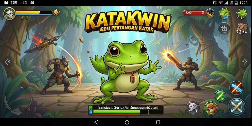 Tampilan menarik dari gameplay KATAKWIN pertarungan katak.