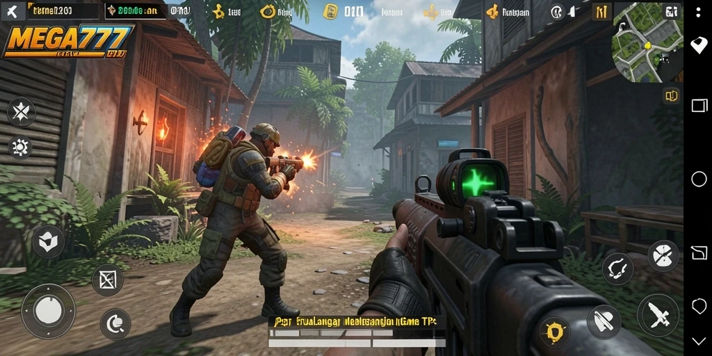 Tangkapan layar menunjukkan gameplay seru dalam MEGA777 yang penuh aksi TPS.